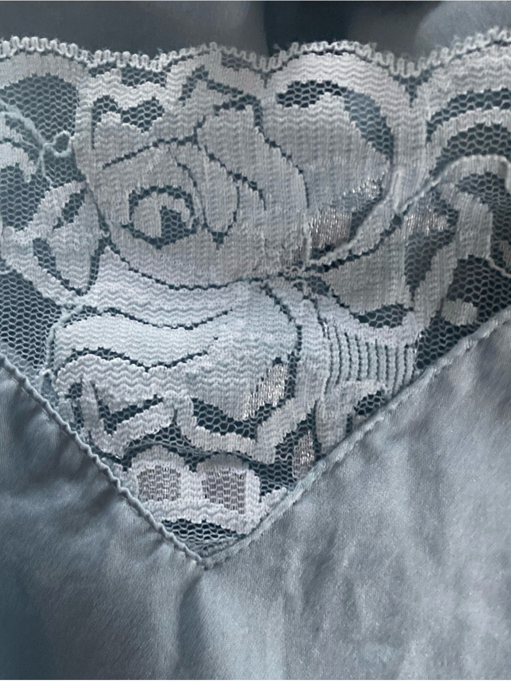 Valerie Stevens 100% silk Blue Lace-Trim Slip chemise nightwear Womens Sz large - Picture 4 of 6